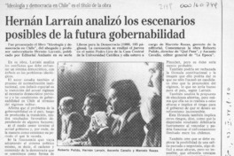 Hernán Larraín analizó los escenarios posibles de la futura gobernabilidad  [artículo].