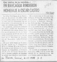 En Rancagua rindieron homenaje a Oscar Castro  [artículo].