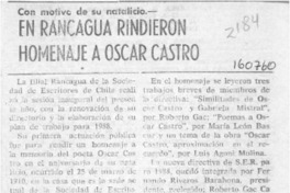En Rancagua rindieron homenaje a Oscar Castro  [artículo].