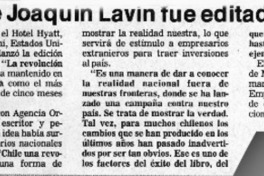 Obra de Joaquín Lavín fue editada en inglés  [artículo].