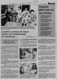Cuando la poesía de Oscar Castro fue transformada en canciones  [artículo] Héctor González V.
