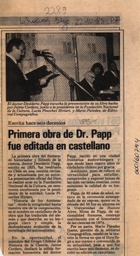 Primera obra de Dr. Papp fue editada en castellano