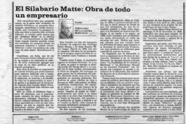 El silabario Matte, obra de todo un empresario  [artículo] Fernando de la Lastra Bernales.
