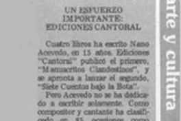 Un Esfuerzo importante, Ediciones Cantoral  [artículo].