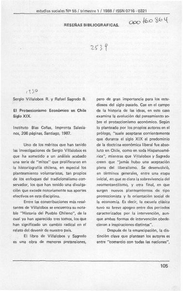 El proteccionismo económico en Chile siglo XIX  [artículo] Andrés Sanfuentes V.