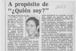 A propósito de "Quién soy?"  [artículo] Hugo Rolando Cortés.