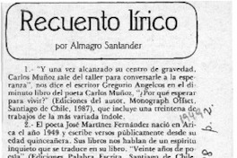 Recuento lírico  [artículo] Almagro Santander.