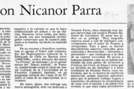 Conversaciones con Nicanor Parra  [artículo] Fernando de la Lastra.