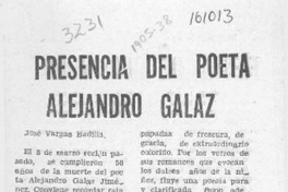 Presencia del poeta Alejandro Galaz  [artículo] José Vargas Badilla.