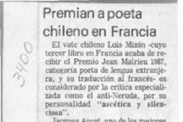 Premian a poeta chileno en Francia  [artículo].