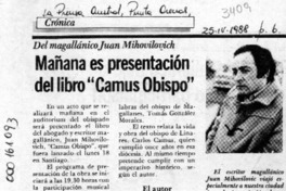 Mañana es presentación del libro "Camus Obispo"  [artículo].