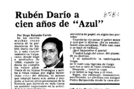 Rubén Darío a cien años de "Azul"  [artículo] Hugo Rolando Cortés.