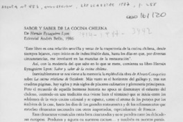 Sabor y saber de la cocina chilena  [artículo] Hernán Poblete Varas.