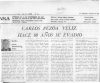Carlos Pezoa Véliz, hace 80 años se evadió  [artículo] Luis R. Wartemberg Uribe.