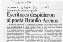 Escritores despidieron al poeta Braulio Arenas  [artículo].