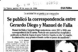 Se publicó la correspondencia entre Gerardo Diego y Manuel de Falla  [artículo] A. F. R.