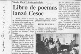 Libro de poemas lanzó Cesoc  [artículo].