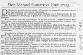 Don Manuel Somarriva Undurraga  [artículo] René Abeliuk M.