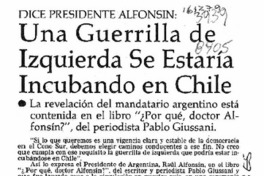 Una Guerrilla de izquierda se estaría incubando en Chile  [artículo].