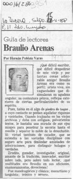 Braulio Arenas  [artículo] Hernán Poblete Varas.