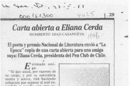 Carta abierta a Eliana Cerda  [artículo] Humberto Díaz-Casanueva.