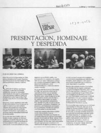 Presentación, homenaje y despedida  [artículo] Juan de Dios Vial Correa.