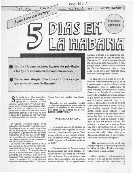 5 días en La Habana  [artículo] Jorge Abasolo A.