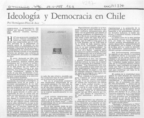 Ideología y Democracia en Chile  [artículo] Hermógenes Pérez de Arce.