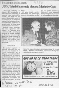 JUNJI rindió homenaje al poeta Medardo Cano  [artículo] Samuel Ledezma.