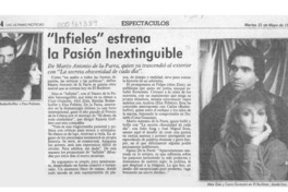 "Infieles" estrena la Pasión Inextinguible  [artículo].