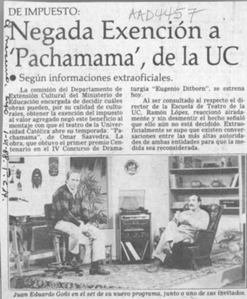 Negada exención a "Pachamama", de la UC