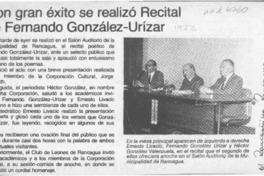 Con gran éxito se realizó recital de Fernando González-Urízar  [artículo].