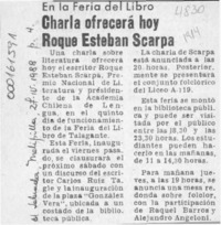 Charla ofrecerá hoy Roque Esteban Scarpa  [artículo].
