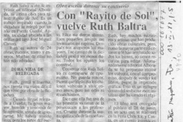 Con "Rayito de sol", vuelve Ruth Baltra  [artículo].