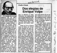 Dos elegías de Enrique Volpe  [artículo] Emilio Oviedo.