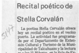 Recital poético de Stella Corvalán  [artículo].