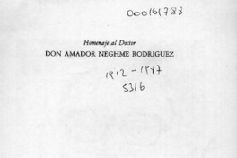 Homenaje al Doctor don Amador Neghme Rodríguez  [artículo].