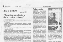 "Apuntes para historia de la cocina chilena"  [artículo] Bernardo Soria.