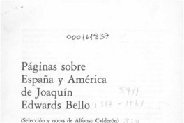 Páginas sobre España y América de Joaquín Edwards Bello