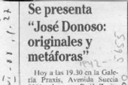 Se presenta "José Donoso, originales y metáforas"  [artículo].