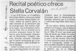 Recital poético ofrece Stella Corvalán