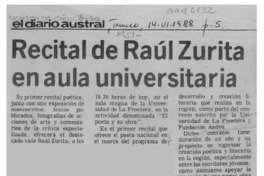Recital de Raúl Zurita en aula universitaria  [artículo].