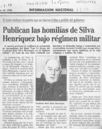 Publican las homilías de Silva Henríquez bajo régimen militar  [artículo].