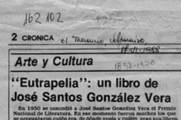 "Eutrapelia", un libro de José Santos González Vera  [artículo] Isabel Barrientos Díaz.