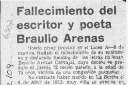 Fallecimiento del escritor y poeta Braulio Arenas  [artículo].