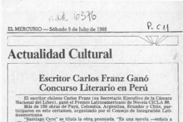 Escritor Carlos Franz ganó concurso literario en Perú  [artículo]