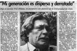 "Mi generación es dispersa y derrotada"