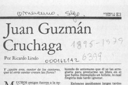 Juan Guzmán Cruchaga  [artículo] Ricardo Lindo.