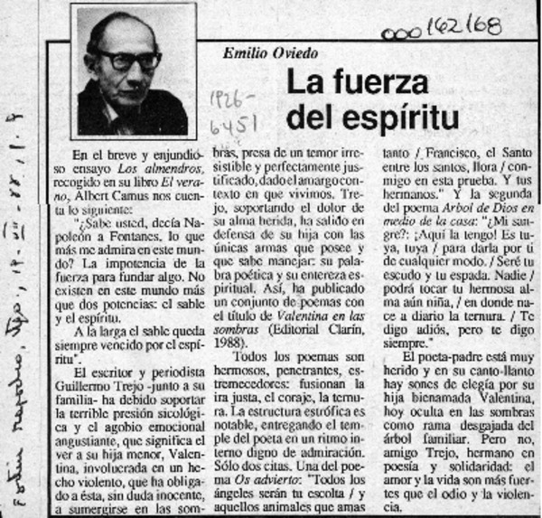 La fuerza del espíritu  [artículo] Emilio Oviedo.