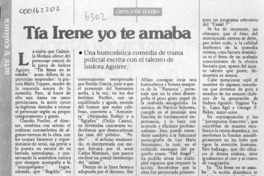 Tía Irene yo te amaba  [artículo] Sergio Palacios.
